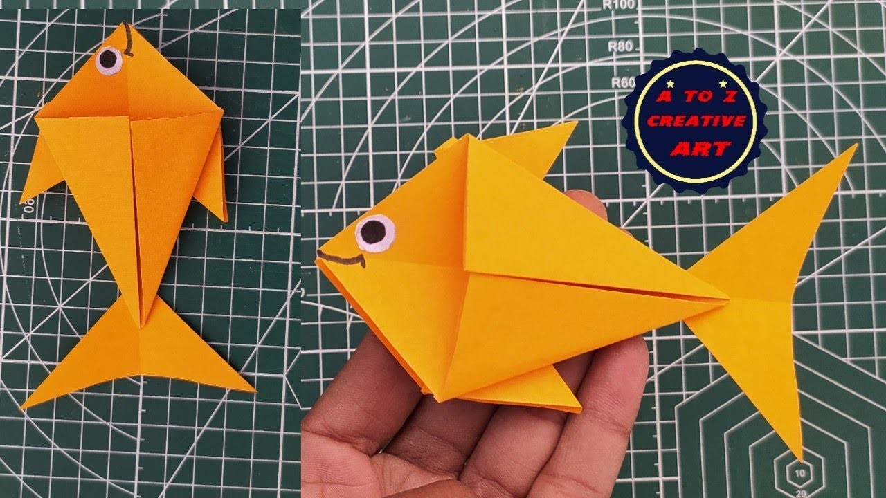 How To Make Easy Origami Paper Fish For Kids. Nursery Craft Ideas Making For Home. Paper Craft