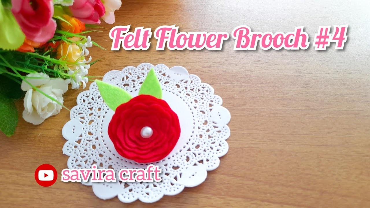 How to Make Felt Flower Brooch. Cara Membuat Bross Bunga Flanel. DIY Souvenir #wedding