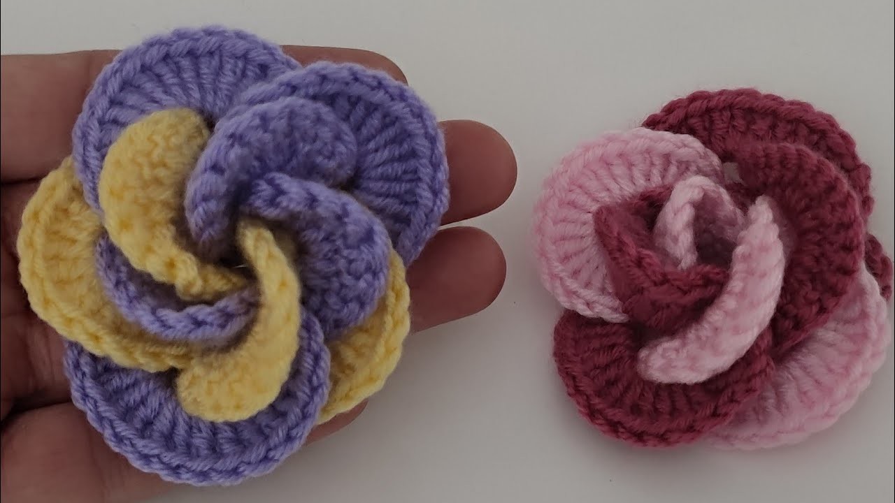 ????????INCREDIBLE ????super easy crochet 3D rose flower pattern for beginners 2023 - how to crochet flower