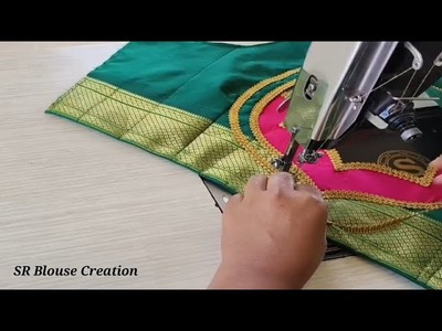 Paithani blouse design | Cutting and stitching back neck design