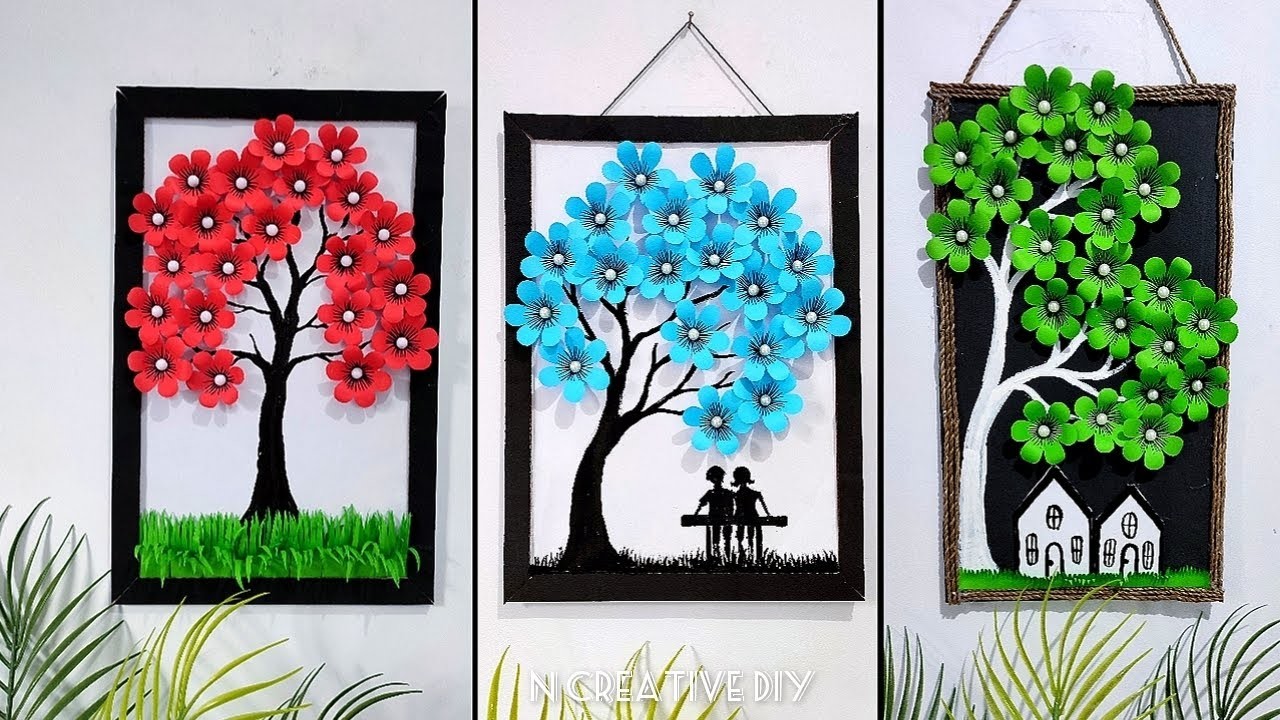 Unique wall hanging craft | Paper craft for home decor | Paper flower Tree wall decor | Room decor
