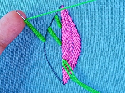 Basic Stitch Hand Embroidery for Beginners !!! Leaf Embroidery, Leaves Stitch Embroidery Tutorial