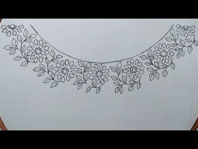Beautiful Needle Work | How to embroider a neck design? - Hand embroidery neck designs
