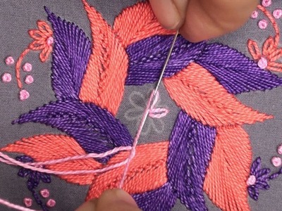 Blanket Stitch Flower Patel Embroidery Design, Hand Embroidery Cutest Flower Design