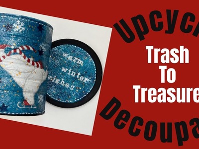 DECOUPAGE PLUS -UPCYCLED COFFEE TIN - TRASH TO TREASURE -Polyvine