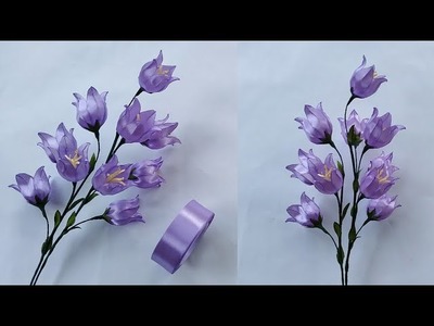 DIY | Bellflowers From Satin Ribbon | How To Make Satin Ribbon Flower Easy