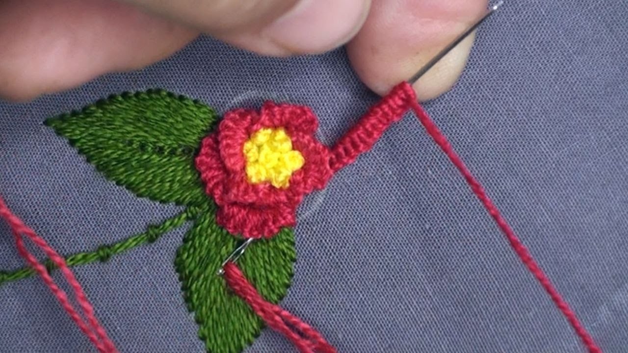 Easy Hand Embroidery Lesson,3D Hand Embroidery Flower:HAND EMBROIDERY