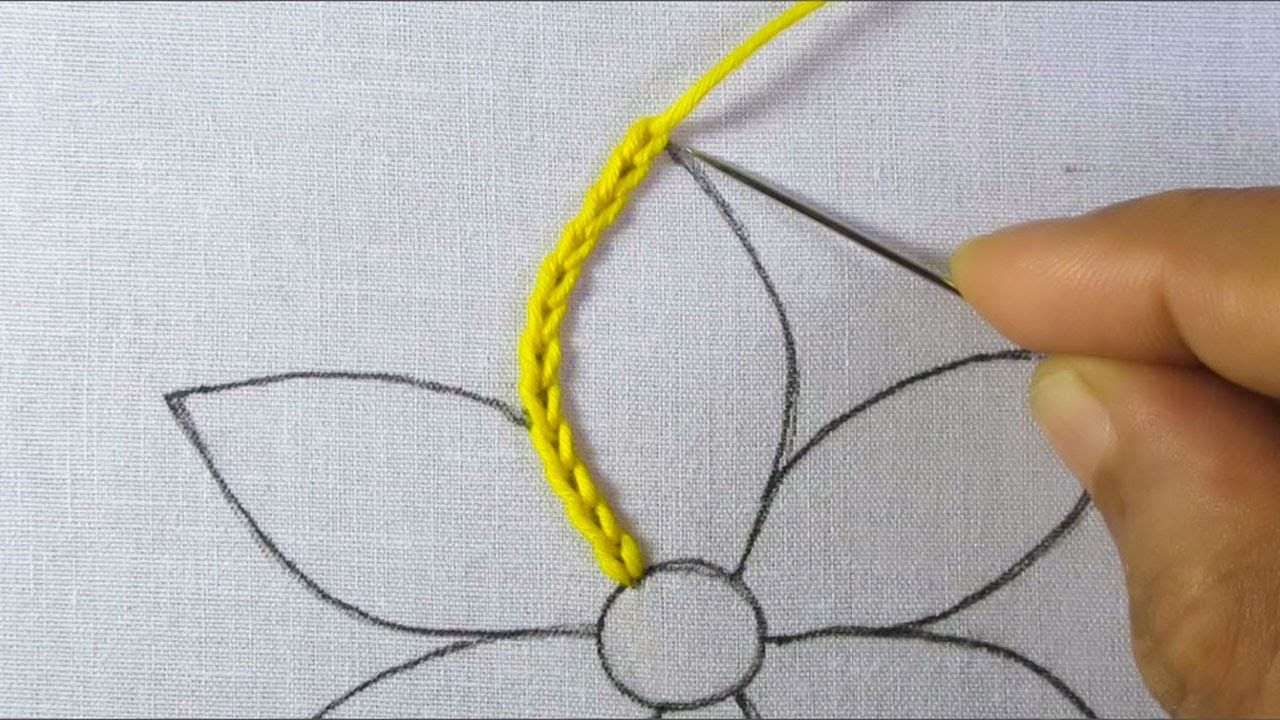 Hand embroidery amazing flower design with easy colorful flower embroidery needle work tutorial