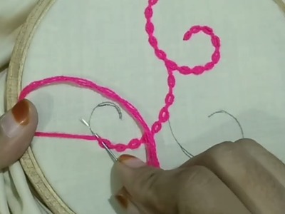 Hand embroidery | Cable chain stich tutorial | basic stich | hand work by komal
