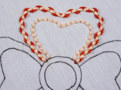 Hand embroidery double layer heart petal easy flower design for beginners