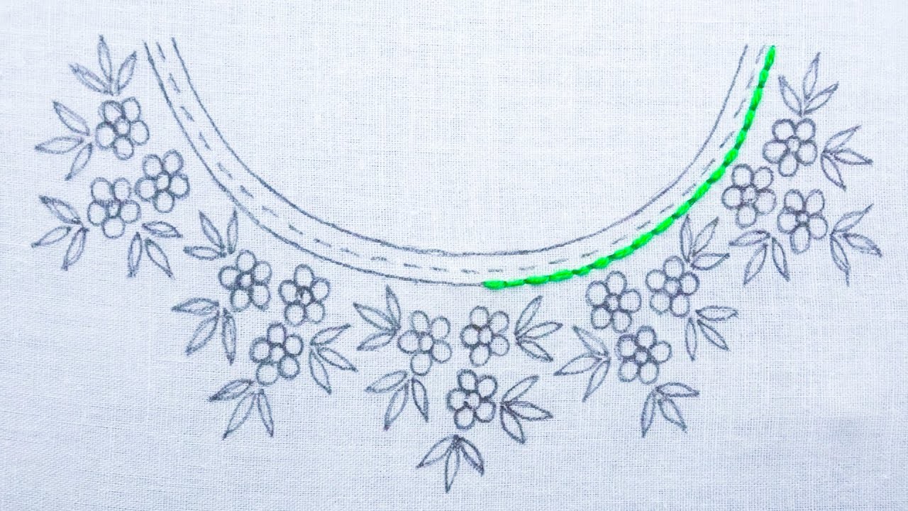 Hand Embroidery Latest Neck Embroidery Design For Kurti, Amazing Neck Embroidery Tutorial
