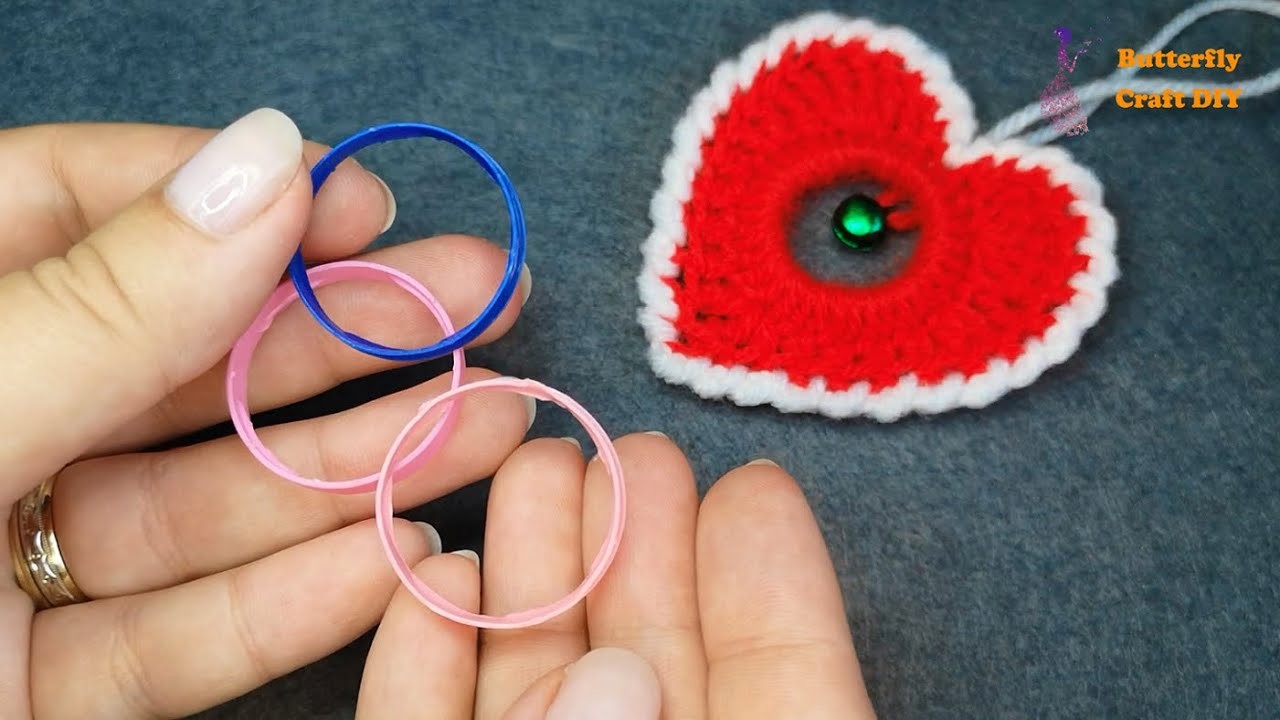 How to crochet a heart with bell. Christmas Crochet ornament. Valentine's Day Crochet for Beginners