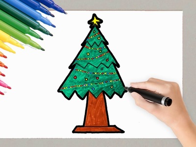 How to Draw a Christmas Tree in Easy Steps! ????????????