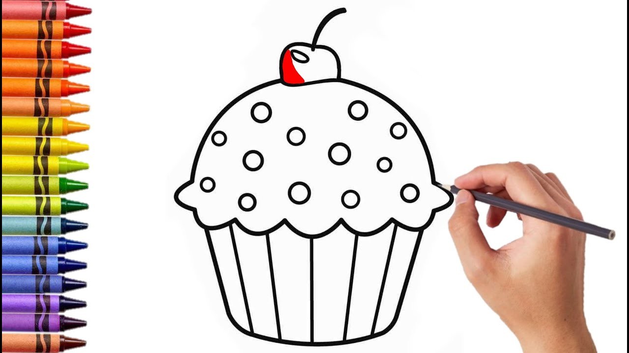 HOW TO DRAW A CUTE CUPCAKE, DRAWING CUPCAKE, STEP BY STEP, DRAW CUTE THINGS