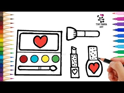 How to Draw a Cute Makeup Set Step by Step Easy | How to Draw a Cute Makeup Set By Tiny Panda Art