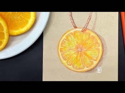 How to Draw a Realistic ????Orange Slice Colored Pencil Tutorial