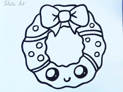 How to Draw Christmas wreath easy | Cute Drawing