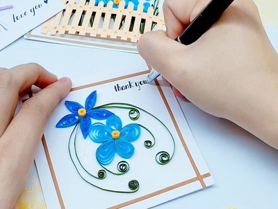 JFRL03 Easy Quilling Blue Five Pointed Flower Card