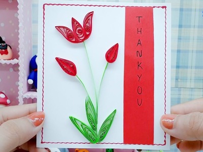 JFRL13 Adorable Of Tutorial Decoration Quilling Red Tulip And Two Flower Buds