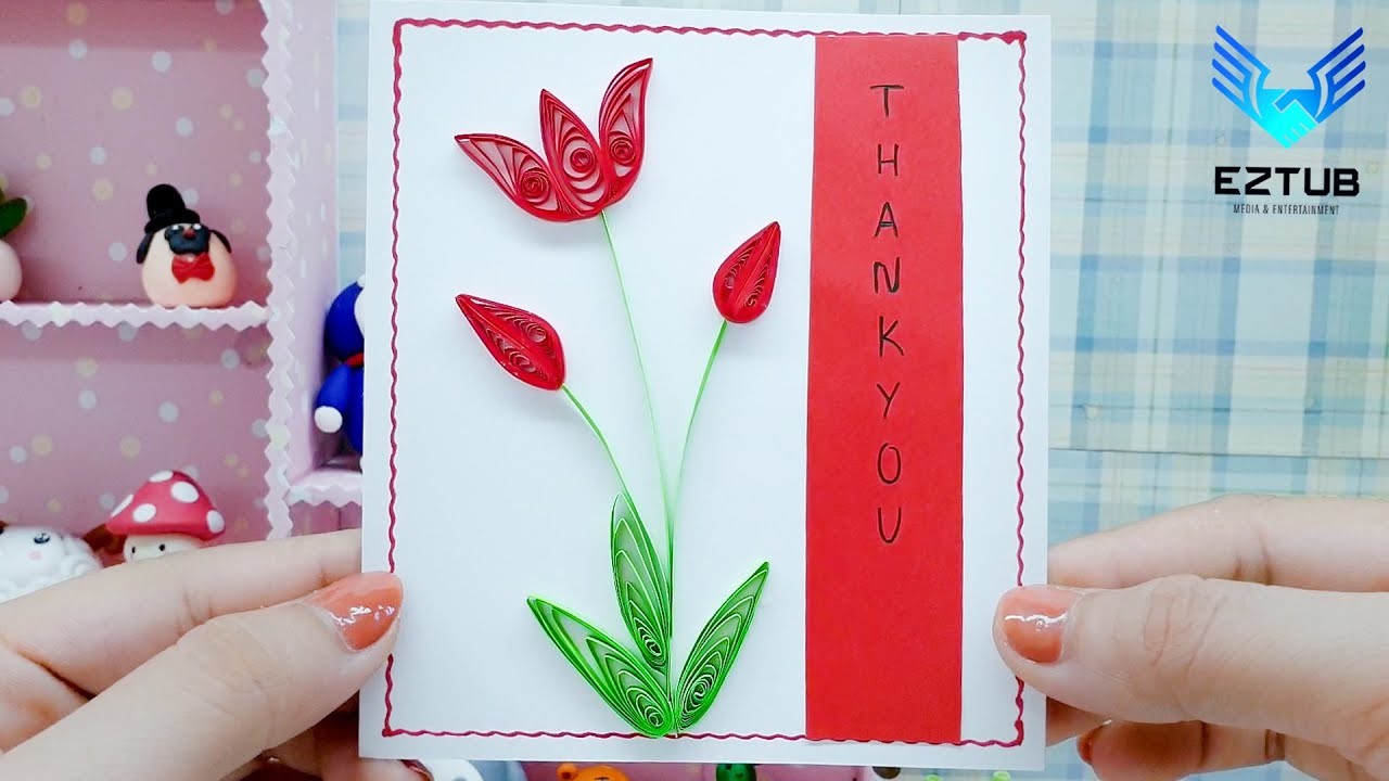 JFRL13 Adorable Of Tutorial Decoration Quilling Red Tulip And Two Flower Buds