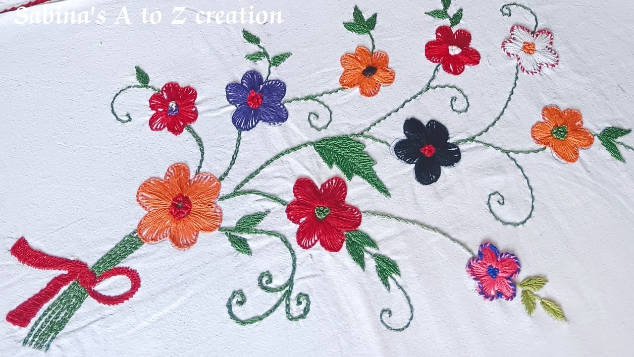 Latest flower hand embroidery design | Exclusive Hand Embroidery design | floral embroidery design |