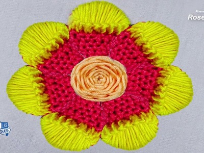 Modern hand embroidery open ear puffy petal new ????floral exclusive???? design by @RoseWorld
