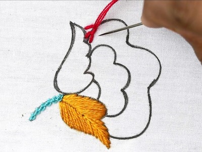 New feather stitch modern flower embroidery tutorial for beginners | step by step stitching class