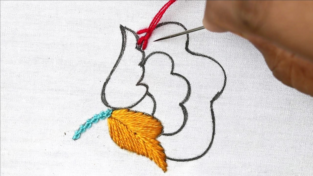 New feather stitch modern flower embroidery tutorial for beginners | step by step stitching class