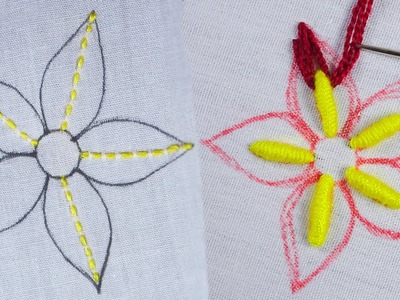 New hand embroidery two beautiful flower design with amazing needle sewing stitch