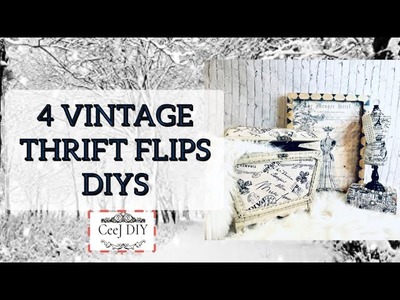 4 THRIFT FLIPS|Trash To Treasure|Vintage French Rustic Look| Winter Center Pieces | DIY DECOR IDEAS