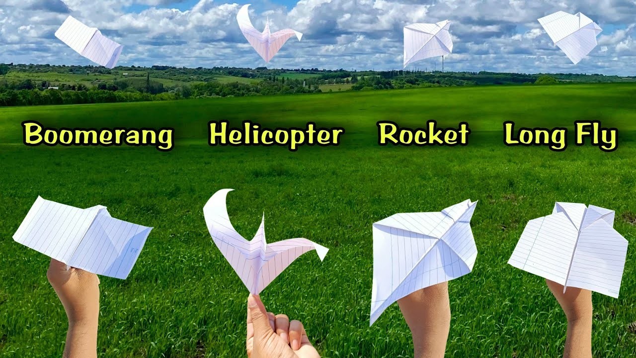 Best 4 flying helicopter plane (notebook), 4 paper fly plane, best paper helicopter, how to plane,
