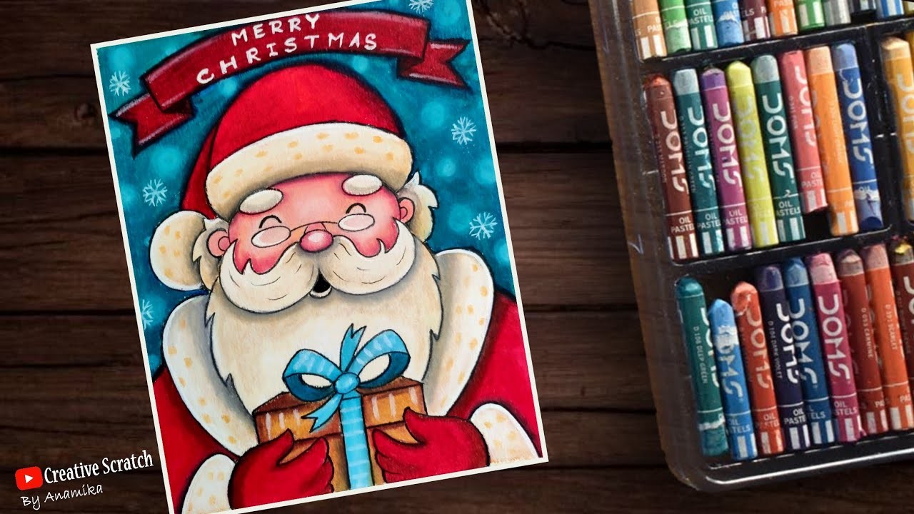 Christmas Drawing Easy Step by Step | Santa Claus Drawing Easy Step by Step, Christmas Card drawing