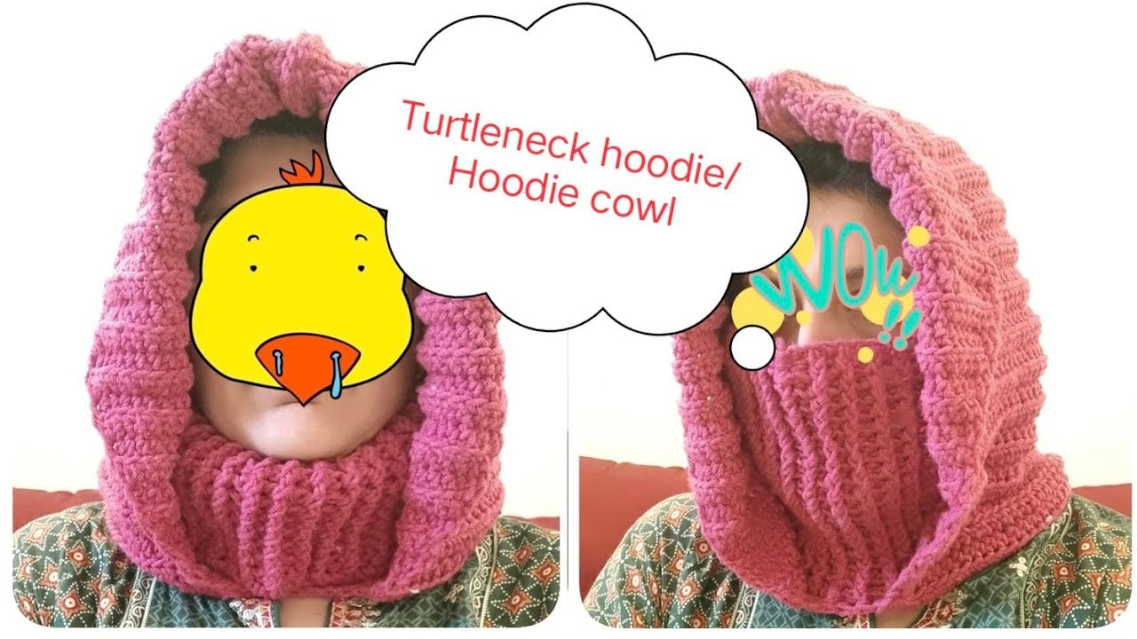 Crochet Turtleneck Hoodie. Hoodie Cowl - Easy beginner tutorial with subtitles I Rayduha Crochet