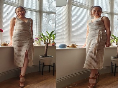 Crochet wrap dress,easy crochet dress @KunitaHandmade