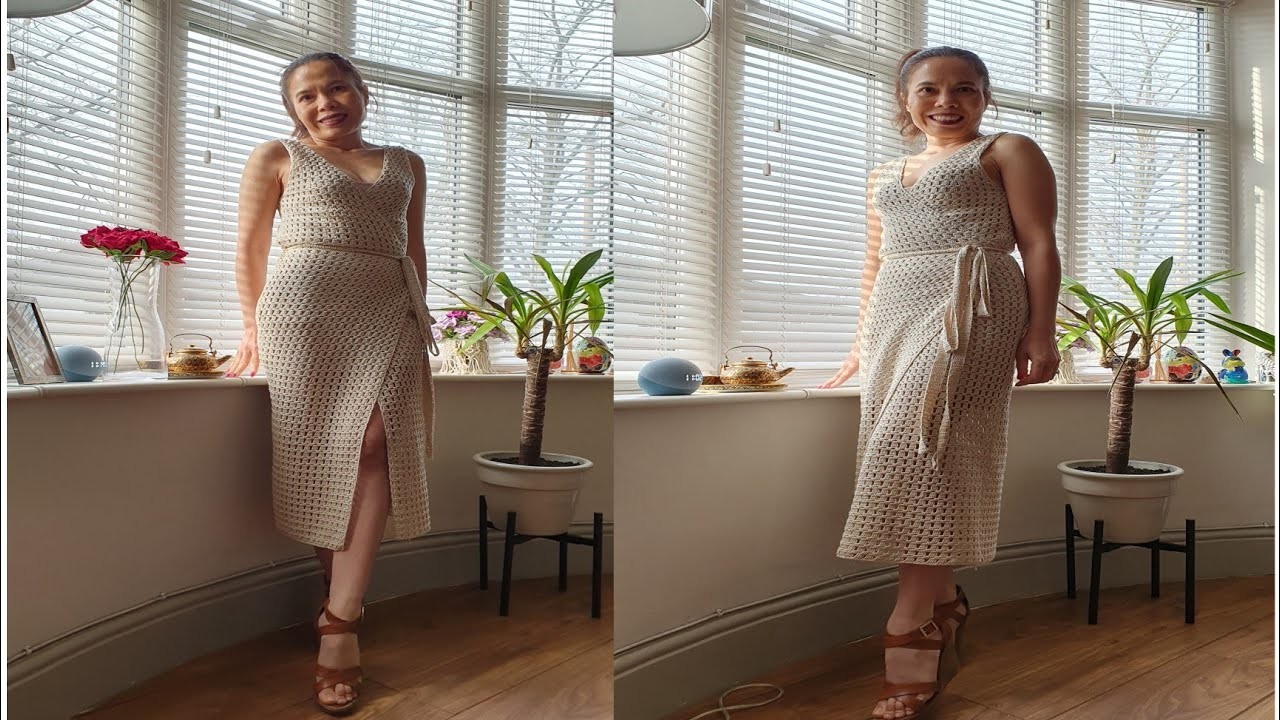 Crochet wrap dress,easy crochet dress @KunitaHandmade