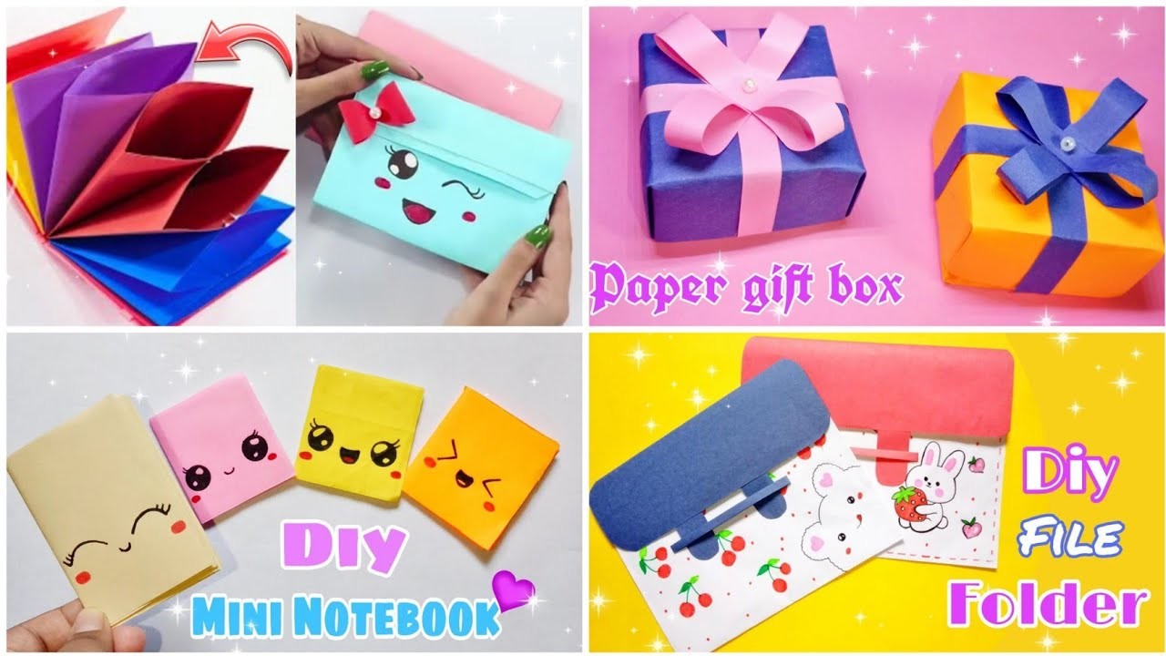 Diy 4 easy and cute paper craft ideas.Diy easy paper craft.school supplies.paper craft