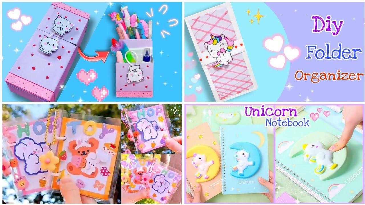 Diy 4 easy and cute school supplies.diy school supplies.paper craft.school supplies