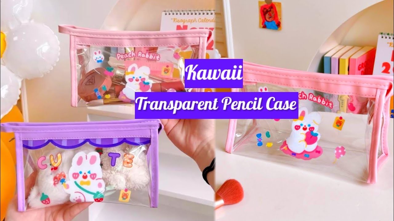DIY kawaii transparent Pencil Case without zipper. Kawaii Pencil Case.how to make kawaii Pencil Case