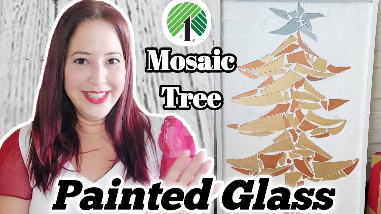 DOLLAR TREE Mosaic DIY | Painted Broken Glass Christmas Tree | Recycling The Glass From DT Frames