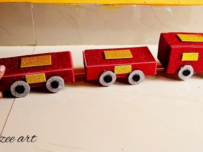 Easy train craft ideas for kids| school project thermocol| train craft using thermocol| Kidzee art