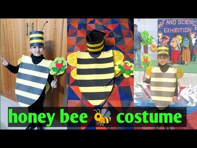 Honey bee costume with chart paper ! Easy fancy dress making for kids ! Honey bee costume !