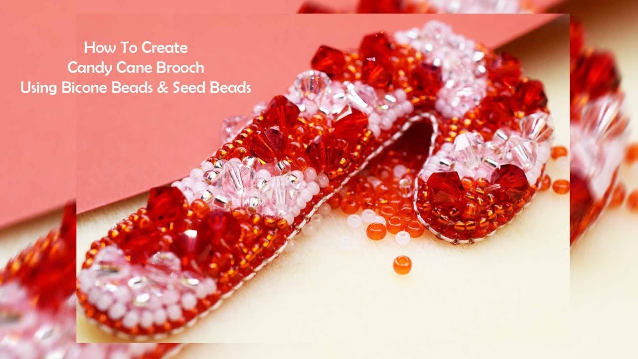 How To Create A Candy Cane Brooch Using Preciosa Bicone & Seed Beads ????????✨????????????????????