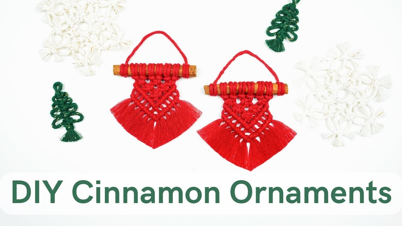 How to make a macrame Christmas ornament with CINNAMON stick - QUICK AND EASY