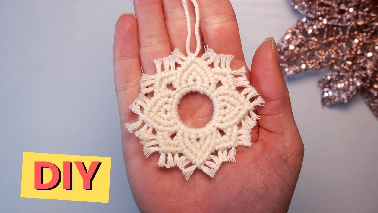 How to make easy macrame Christmas star ornament: DIY easy Christmas ornaments ideas & crafts