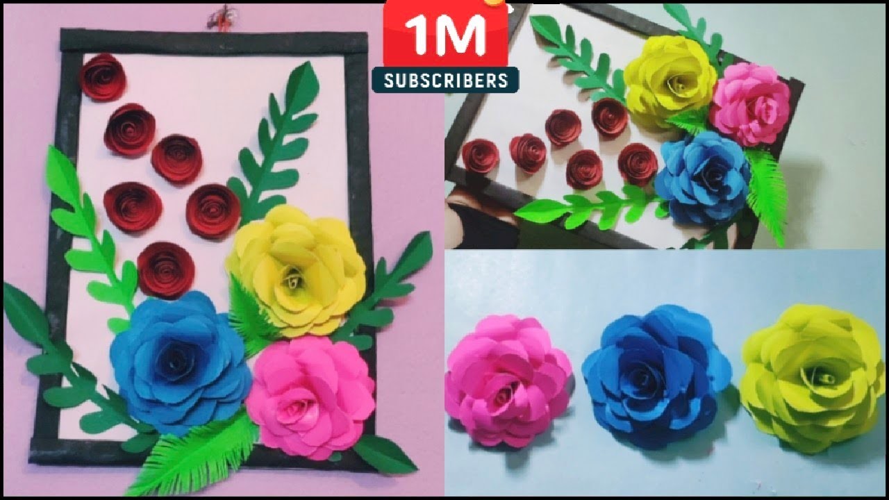 How To Make Wall Hanging Flower Frame |Paper Flowers|Paper Wall Decoration|Paper Craft|Wall Hanging