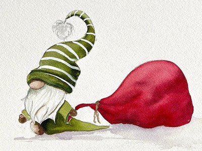 LIVE Santa’s Helper, Watercolor Gnome