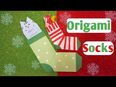 Origami socks:Origami socks for Christmas decoration #Origami #cheristmas #socks