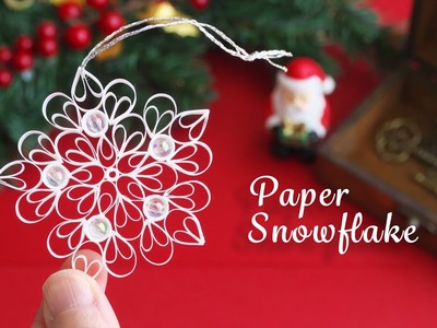 ビーズがキラリ★紙で作る雪の結晶オーナメントの作り方【クリスマス】 - DIY How to Make Paper Snowflake - Christmas Decor