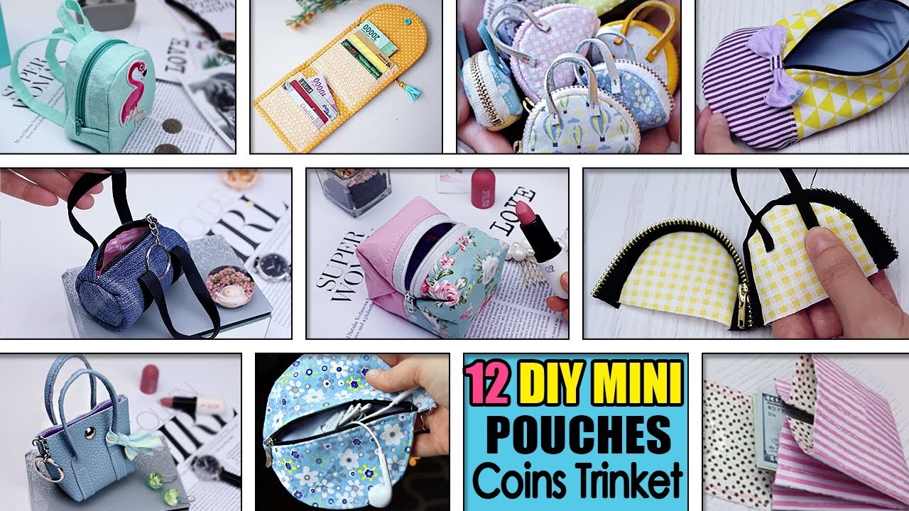 12 FANCY DIY MINI COINS POUCH BAGS TUTORIAL STEP BY STEP | Trinkets and Small Purse Bags