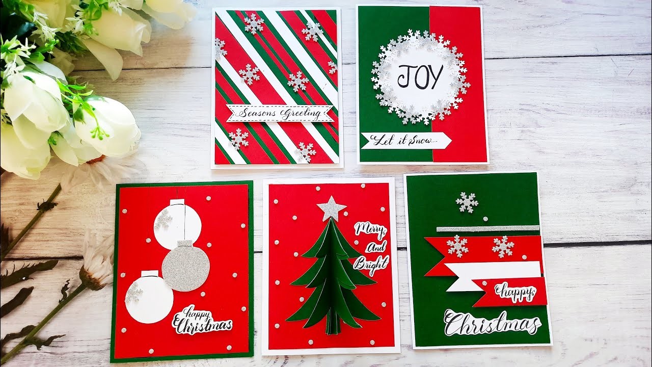 5 DIY Christmas Cards Ideas | Easy Handmade Christmas Cards | Christmas Greeting Cards | Tutorial